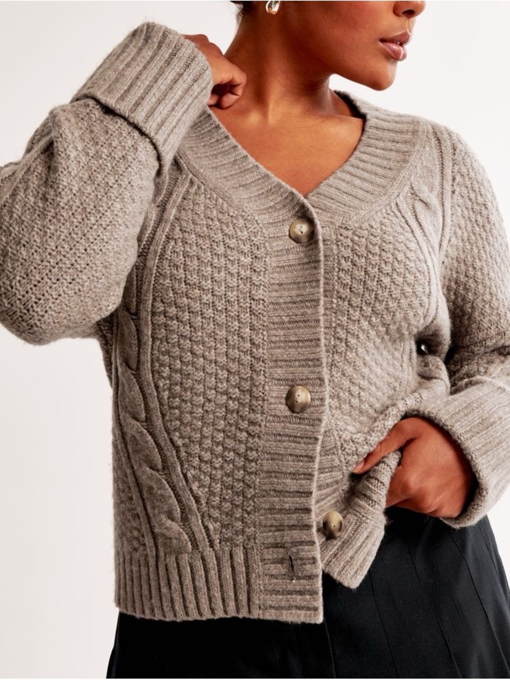 Abercrombie & Fitch Seed Stitch Cable Cardigan
